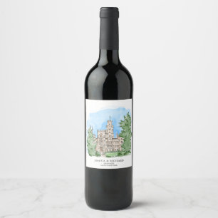 Etiqueta Para Botella De Vino Ilustracion Chateau de la Venue de mano clásica
