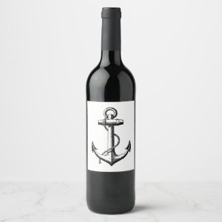 Etiqueta Para Botella De Vino Ilustracion de ancla náutica vintage