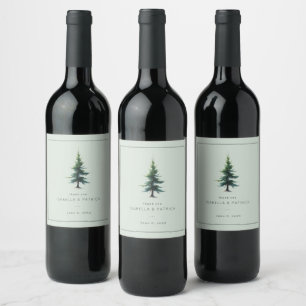 Etiqueta Para Botella De Vino Ilustración de árbol de hoja perenne azul turquesa