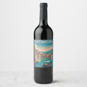 Etiqueta Para Botella De Vino Ilustración de cartel de viaje vintage de Ventimig