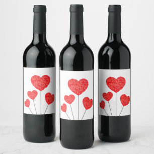 Etiqueta Para Botella De Vino Ilustración de globos con corazones diseño