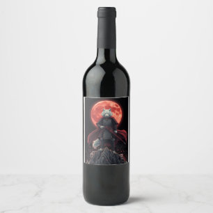 Etiqueta Para Botella De Vino Ilustración de guerrero de fantasía japonés