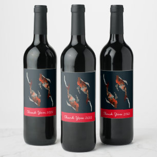Etiqueta Para Botella De Vino Ilustracion de pescado acuarela koi