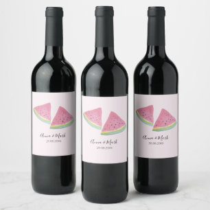 Etiqueta Para Botella De Vino Ilustración de sandía acuarela pintada a mano