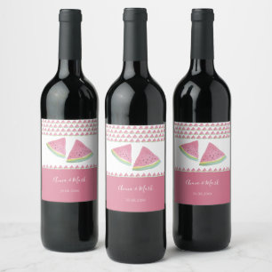 Etiqueta Para Botella De Vino Ilustración de sandía acuarela pintada a mano