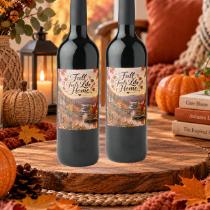 Etiqueta Para Botella De Vino Ilustración de sentimientos rústicos de otoño como