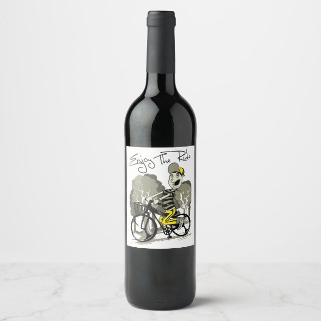 Etiqueta Para Botella De Vino Ilustracion para montar en bicicleta (Anverso)