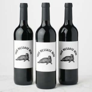Etiqueta Para Botella De Vino Ilustracion simple de Black Walrus
