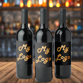 Etiqueta Para Botella De Vino Imagen de logotipo personalizado negocio negro oro