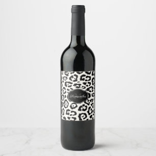 Etiqueta Para Botella De Vino Impresión Cute Leopard