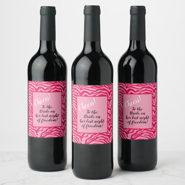 Etiqueta Para Botella De Vino Impresión de cebra rosa (Botellas)