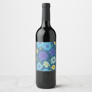 Etiqueta Para Botella De Vino Impresión floral colorida