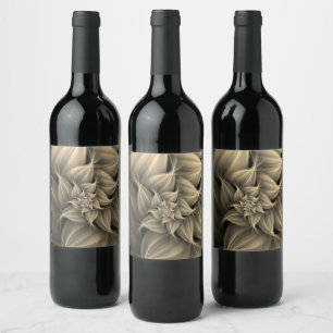 Etiqueta Para Botella De Vino Impresionante flor de oro fractal
