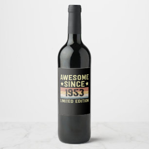 Etiqueta Para Botella De Vino Increíble desde 1953 Retro 69 años de cumpleaños