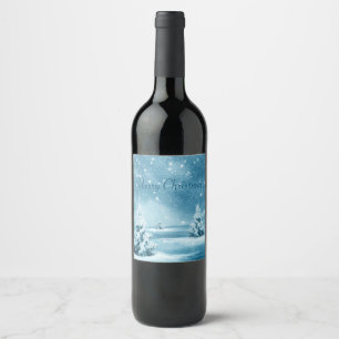 Etiqueta Para Botella De Vino Increíble Día de la Nieve, Árbol de Navidad