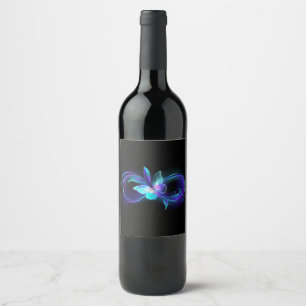 Etiqueta Para Botella De Vino Infinito brillante con mariposa mágica
