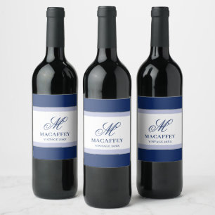 Etiqueta Para Botella De Vino Inicial de monograma elegante