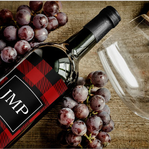 Etiqueta Para Botella De Vino Inicial del búfalo rojo moderno