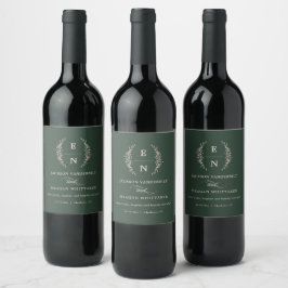 Etiqueta Para Botella De Vino Iniciales apiladas con flores Favoritos de boda mo