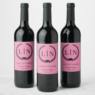 Etiqueta Para Botella De Vino Iniciales de monograma de tipografía minimalista e