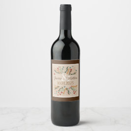 Etiqueta Para Botella De Vino Inspiración de Boda con Flores Silvestres Elegante