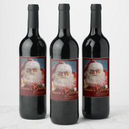 Etiqueta Para Botella De Vino Invierno alegre Santa Claus | NAVIDADES