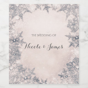 Etiqueta Para Botella De Vino Invierno Copos de Nieve Crema Vino Elegante