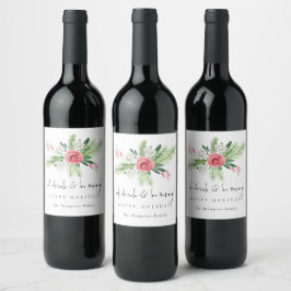 Etiqueta Para Botella De Vino Invierno Florals Comer Bebida Sé Nombre Felices Fi