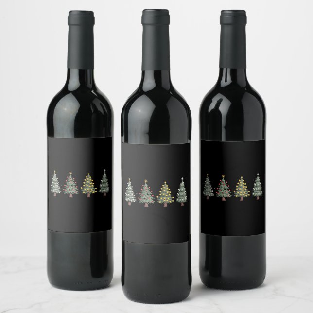 Etiqueta Para Botella De Vino Invierno navideño navideño (Botellas)