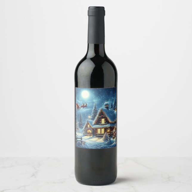 Etiqueta Para Botella De Vino Invierno/Santa/Navidades/Nieve (Anverso)