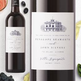 Etiqueta Para Botella De Vino Invitación a la boda de Ilustracion de Villa Itali