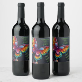 Etiqueta Para Botella De Vino Invitación a la boda romántica mariposa romántica