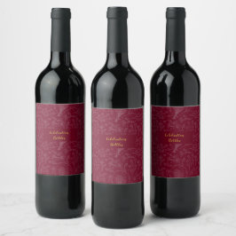 Etiqueta Para Botella De Vino Invitación personalizable Royal Maroon