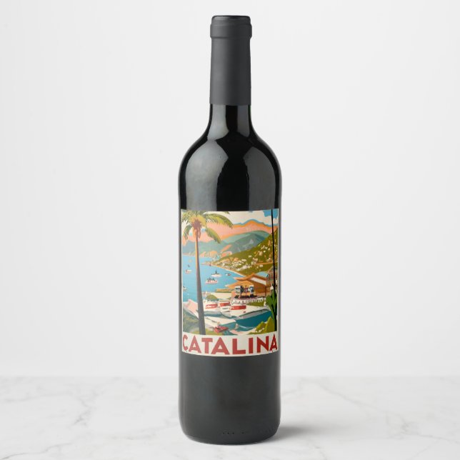 Etiqueta Para Botella De Vino Isla Catalina (Anverso)