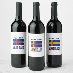 Etiqueta Para Botella De Vino Islas Ashland Bandera Ålander Personalizada