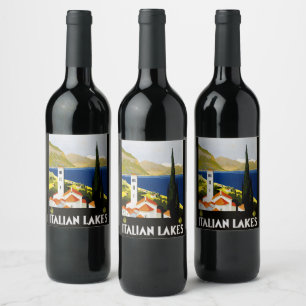 Etiqueta Para Botella De Vino Italiana Lakes Vintage Travel Italia
