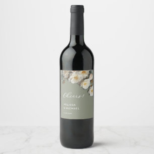 Etiqueta Para Botella De Vino Ivory 3D Rosas Felicidades Boda