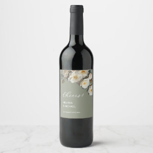 Etiqueta Para Botella De Vino Ivory 3D Rosas Felicidades Boda