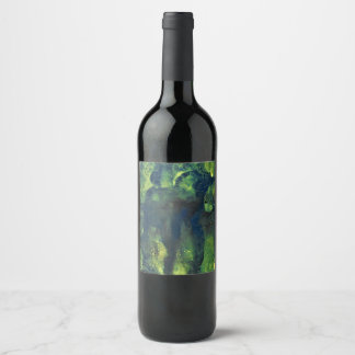 Etiqueta Para Botella De Vino Jaded Lover 1 Green Abstract Wine Bottle Label