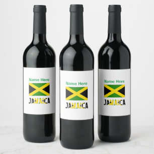 Etiqueta Para Botella De Vino Jamaica y Bandera de Jamaica Personalizados 