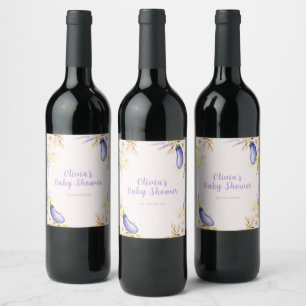 Etiqueta Para Botella De Vino Jardín de berenjenas florales de margarita de lava