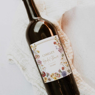 Etiqueta Para Botella De Vino Jardín de flores silvestres Despedida de soltera