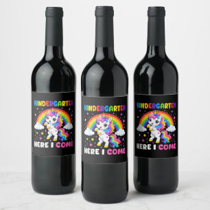 Etiqueta Para Botella De Vino Jardín de Niños Aquí Voy Unicornio De Vuelta a la
