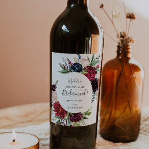 Etiqueta Para Botella De Vino Jardín de otoño   Propuesta de la dama de honor de