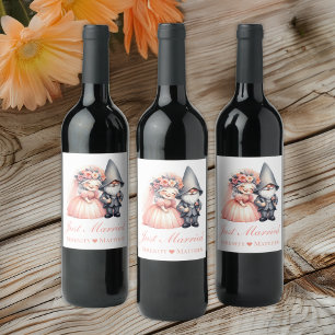 Etiqueta Para Botella De Vino Jardín Gnome Fairytale Boda Rústico