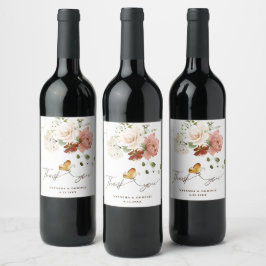 Etiqueta Para Botella De Vino Jardín Mágico de Flores Silvestres Agradecimiento