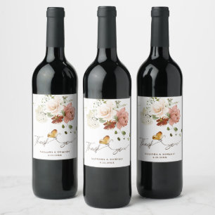 Etiqueta Para Botella De Vino Jardín Mágico de Flores Silvestres Agradecimiento 
