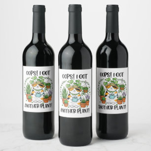 Etiqueta Para Botella De Vino Jardinería Plantar Gato Ups Me Salió Otra Planta