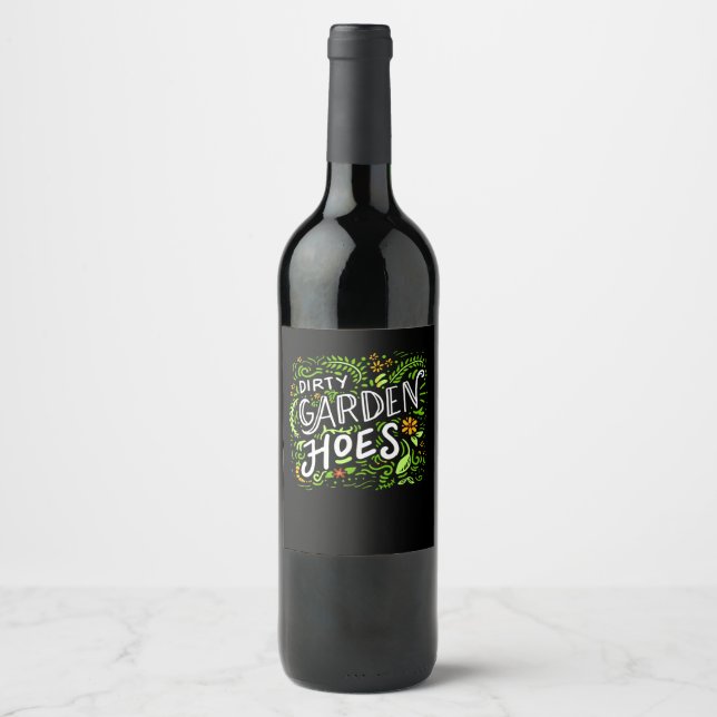 Etiqueta Para Botella De Vino Jardinería - Sucias Hoes Jardín. (Anverso)