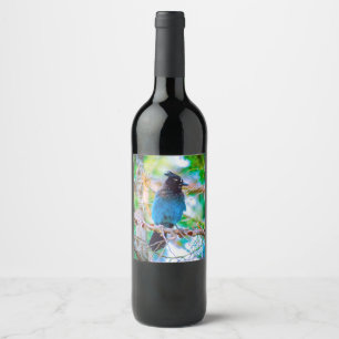 Etiqueta Para Botella De Vino Jay de Steller - Fotografía original